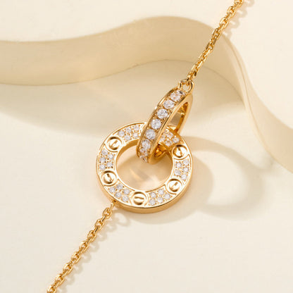 [LOXURA]LOVE DOUBLE RING FULL DIAMOND BRACELET