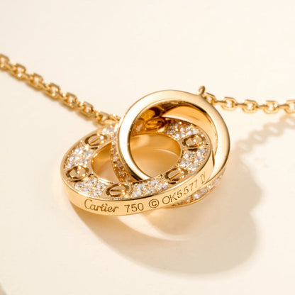 [LOXURA]LOVE DOUBLE RING FULL DIAMOND BRACELET