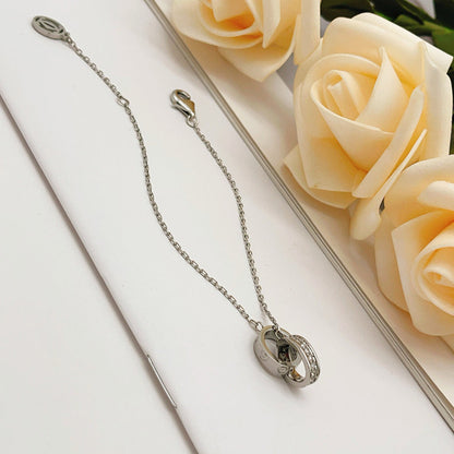 [LOXURA]LOVE DOUBLE RING HALF DIAMOND BRACELET