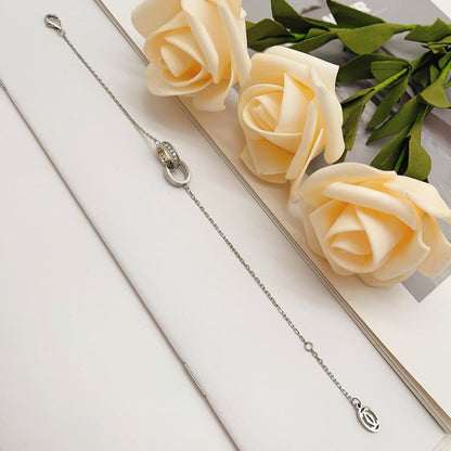 [LOXURA]LOVE DOUBLE RING HALF DIAMOND BRACELET