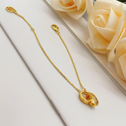 [LOXURA]LOVE DOUBLE RING HALF DIAMOND BRACELET