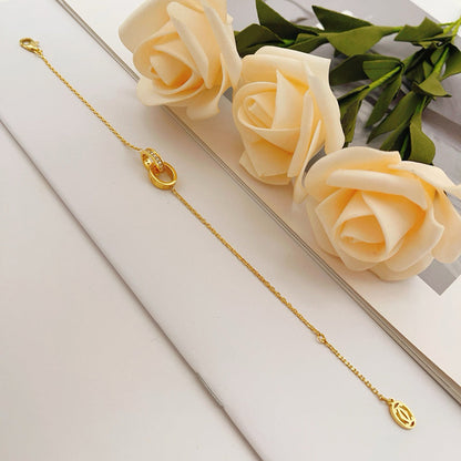 [LOXURA]LOVE DOUBLE RING HALF DIAMOND BRACELET