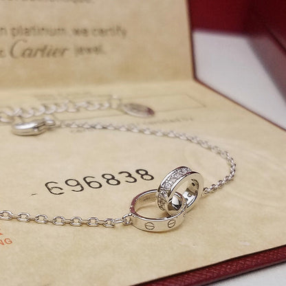 [LOXURA]LOVE DOUBLE RING HALF DIAMOND BRACELET