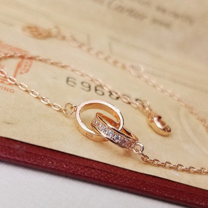 [LOXURA]LOVE DOUBLE RING HALF DIAMOND BRACELET
