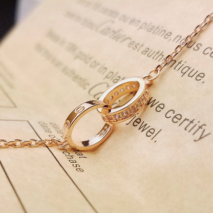 [LOXURA]LOVE DOUBLE RING HALF DIAMOND BRACELET