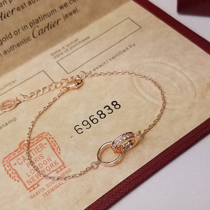 [LOXURA]LOVE DOUBLE RING HALF DIAMOND BRACELET