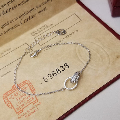 [LOXURA]LOVE DOUBLE RING HALF DIAMOND BRACELET
