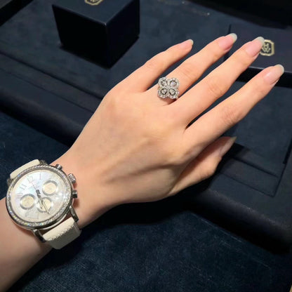 [LOXURA]LOOP RING FULL MOTIF DIAMOND 16MM SILVE