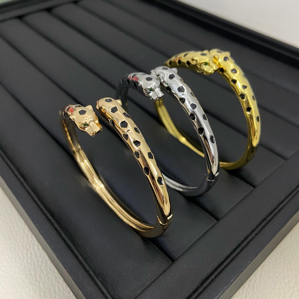 [LOXURA]PANTHERE DOUBLE HEADED OPEN BRACELET