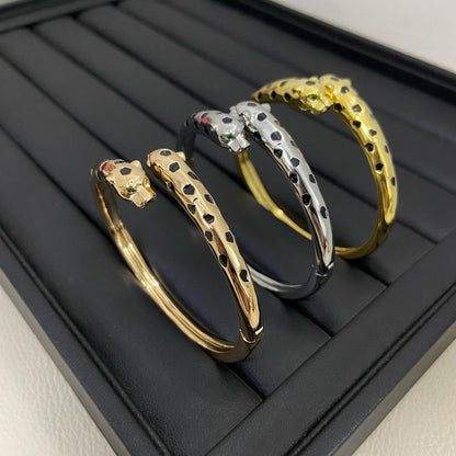 [LOXURA]PANTHERE DOUBLE HEADED OPEN BRACELET