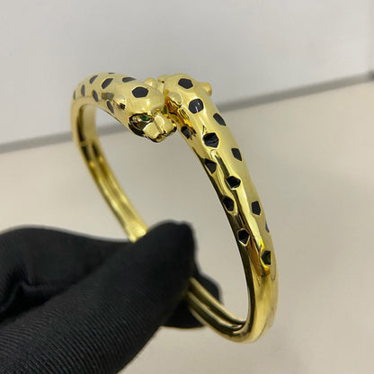 [LOXURA]PANTHERE DOUBLE HEADED OPEN BRACELET
