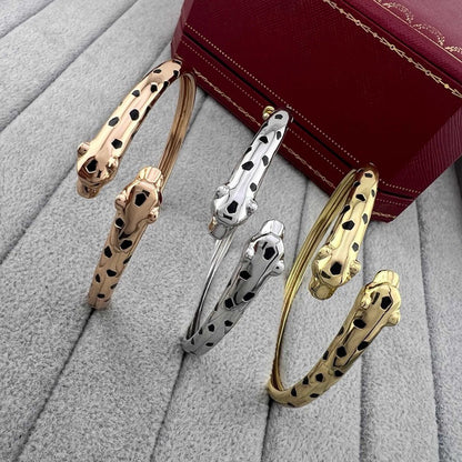 [LOXURA]PANTHERE DOUBLE HEADED OPEN BRACELET