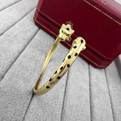 [LOXURA]PANTHERE DOUBLE HEADED OPEN BRACELET