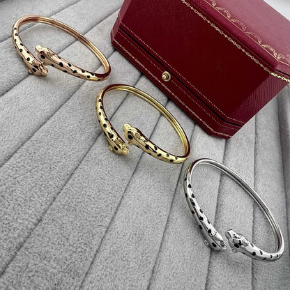 [LOXURA]PANTHERE DOUBLE HEADED OPEN BRACELET