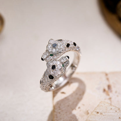 [LOXURA]PANTHERE DOUBLE HEADED FULL DIAMOND  RING