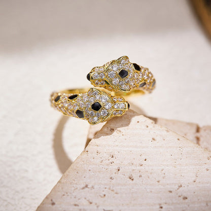 [LOXURA]PANTHERE DOUBLE HEADED FULL DIAMOND  RING