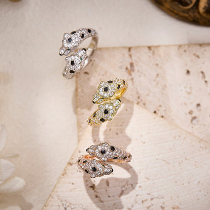 [LOXURA]PANTHERE DOUBLE HEADED FULL DIAMOND  RING