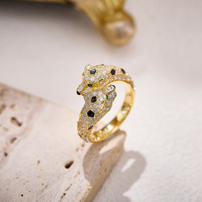 [LOXURA]PANTHERE DOUBLE HEADED FULL DIAMOND  RING
