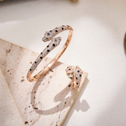 [LOXURA]PANTHERE DOUBLE HEADED FULL DIAMOND  RING