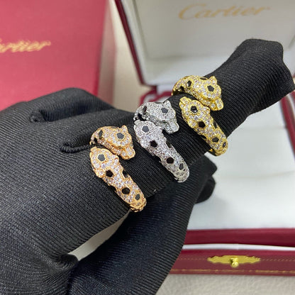 [LOXURA]PANTHERE DOUBLE HEADED FULL DIAMOND  RING