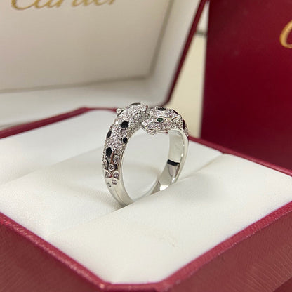[LOXURA]PANTHERE DOUBLE HEADED FULL DIAMOND  RING