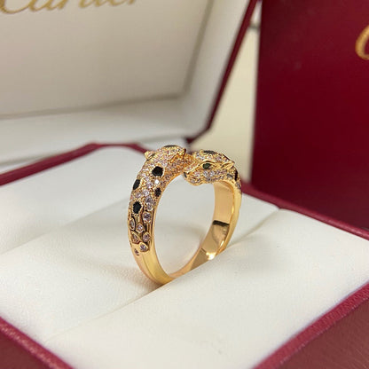 [LOXURA]PANTHERE DOUBLE HEADED FULL DIAMOND  RING