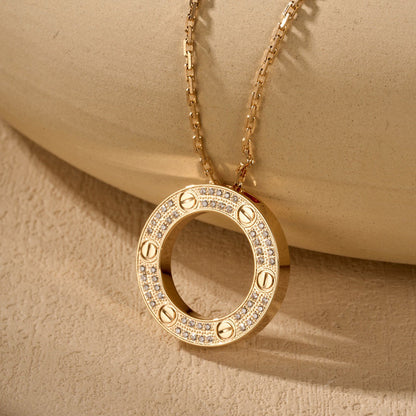 [LOXURA]LOVE NECKLACE 16MM  FULL DIAMOND