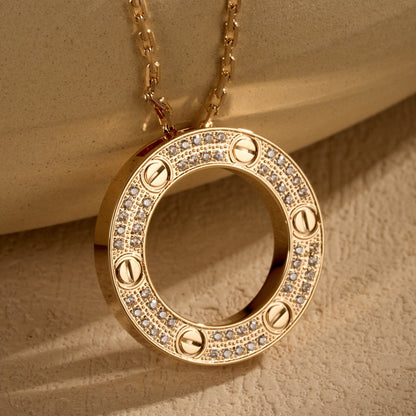[LOXURA]LOVE NECKLACE 16MM  FULL DIAMOND