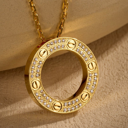 [LOXURA]LOVE NECKLACE 16MM  FULL DIAMOND