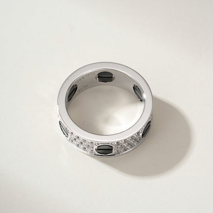 [LOXURA]LOVE RING 5.5MM DIAMONDS PAVED CERAMIC