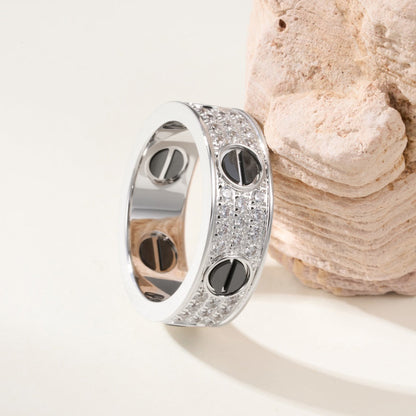 [LOXURA]LOVE RING 5.5MM DIAMONDS PAVED CERAMIC