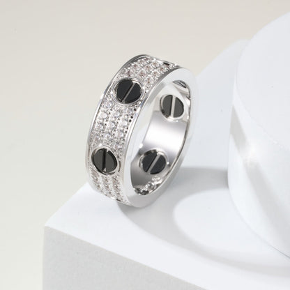 [LOXURA]LOVE RING 5.5MM DIAMONDS PAVED CERAMIC