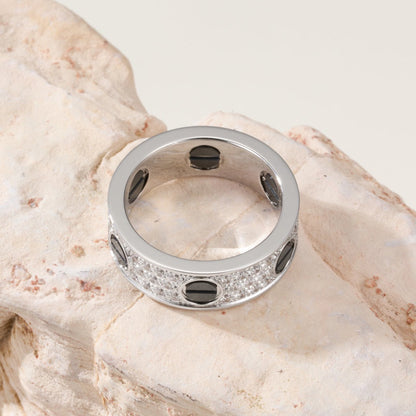[LOXURA]LOVE RING 5.5MM DIAMONDS PAVED CERAMIC