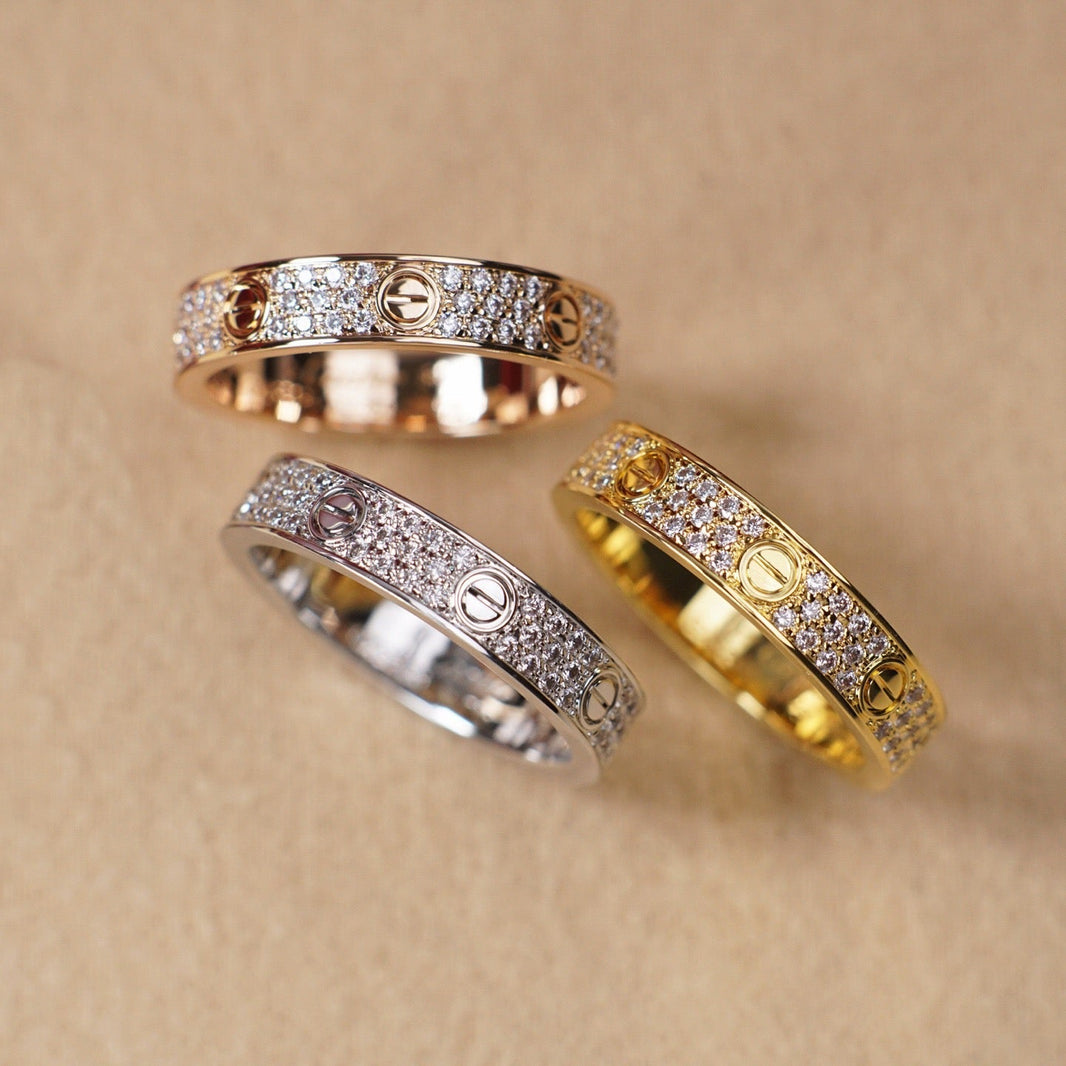 [LOXURA]LOVE RING 4.0MM DIAMOND PAVED