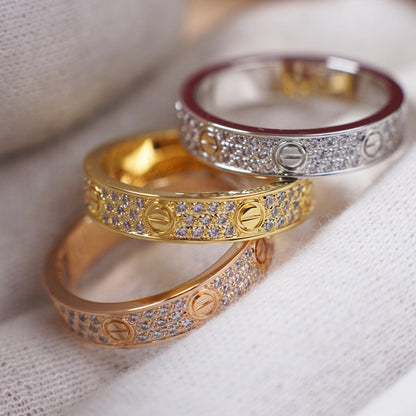 [LOXURA]LOVE RING 4.0MM DIAMOND PAVED