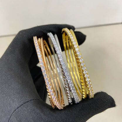 [LOXURA]ETINCELLE HALF-PAVED DIAMOND BRACELET