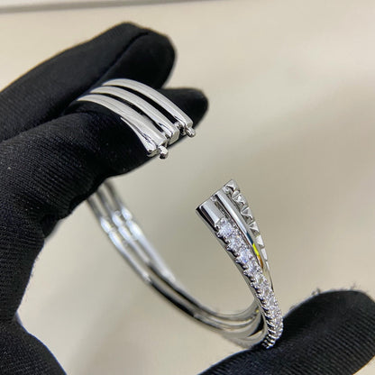 [LOXURA]ETINCELLE HALF-PAVED DIAMOND BRACELET