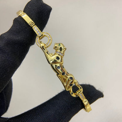 [LOXURA]PANTHERE HALF DIAMOND ON CHAIN BRACELET