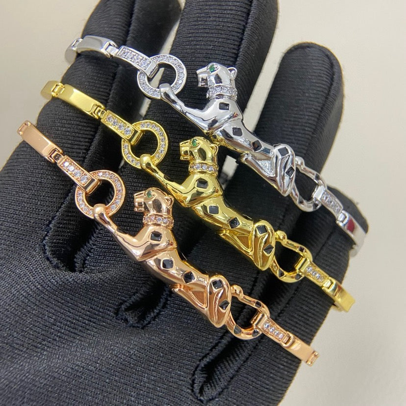 [LOXURA]PANTHERE HALF DIAMOND ON CHAIN BRACELET