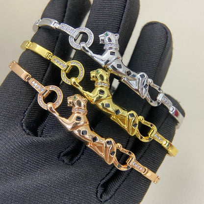 [LOXURA]PANTHERE HALF DIAMOND ON CHAIN BRACELET