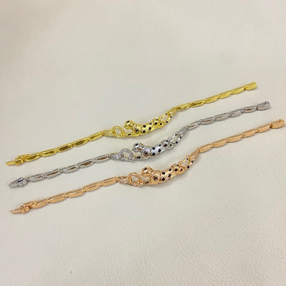 [LOXURA]PANTHERE HALF DIAMOND ON CHAIN BRACELET