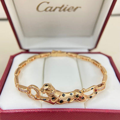 [LOXURA]PANTHERE HALF DIAMOND ON CHAIN BRACELET