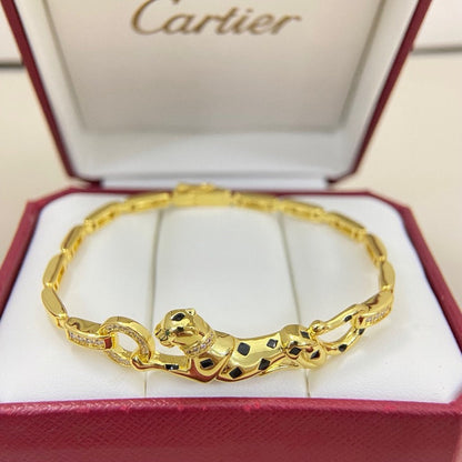 [LOXURA]PANTHERE HALF DIAMOND ON CHAIN BRACELET