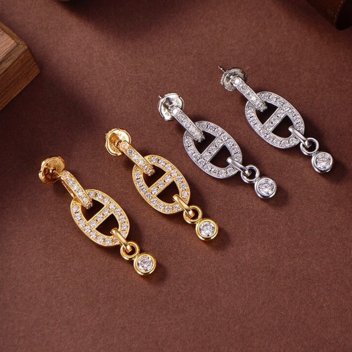 [LOXURA]HM CHAINE DIAMOND EARRINGS
