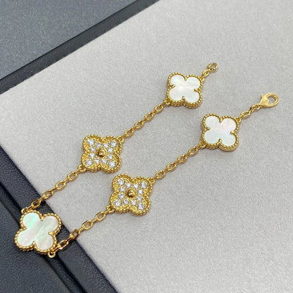 [LOXURA]CLOVER WHITE PEARL MOP 5 MOTIF BRACELET COLLECTION