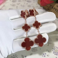 [LOXURA]CLOVER 3 MOTIF CARNELIAN DROP EARRINGS