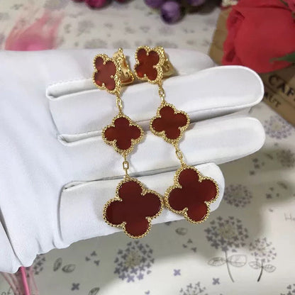 [LOXURA]CLOVER 3 MOTIF CARNELIAN DROP EARRINGS