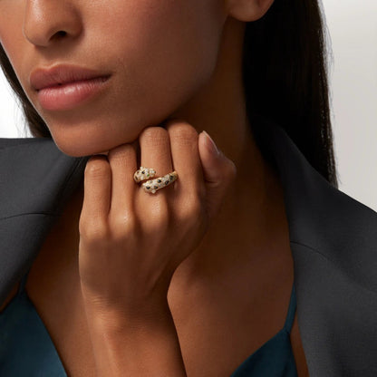 [LOXURA]PANTHERE DOUBLE HEADED FULL DIAMOND  RING