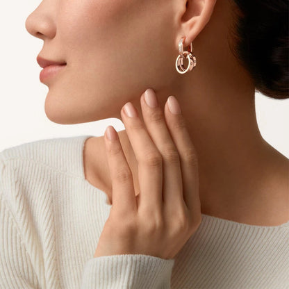 [LOXURA]LOVE 3.3MM DANGLE HALF DIAMOND EARRINGS