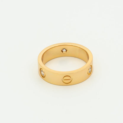 [LOXURA]LOVE RING 5.5MM 3 DIAMONDS PINK GOLD